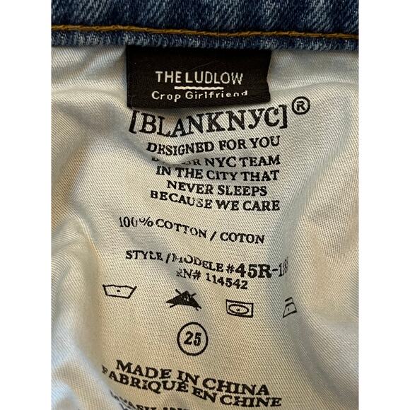 BLANKNYC Women's Size 25 The Ludlow Destroyed Cropped Girlfriend Denim Jeans - Picture 3 of 9